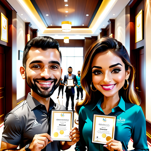 two training participants holding their awarded certificates